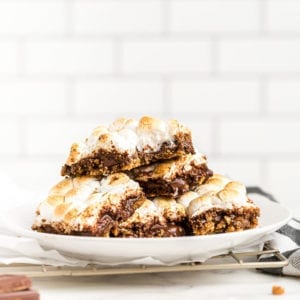 S'mores bars stacked together.