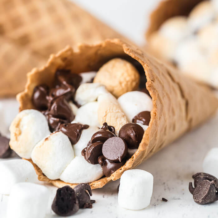 Smores cones delicious and easy waffle cone smores