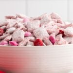 Valentine's puppy chow in a bowl.