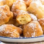 Funnel cake bites on a plate.