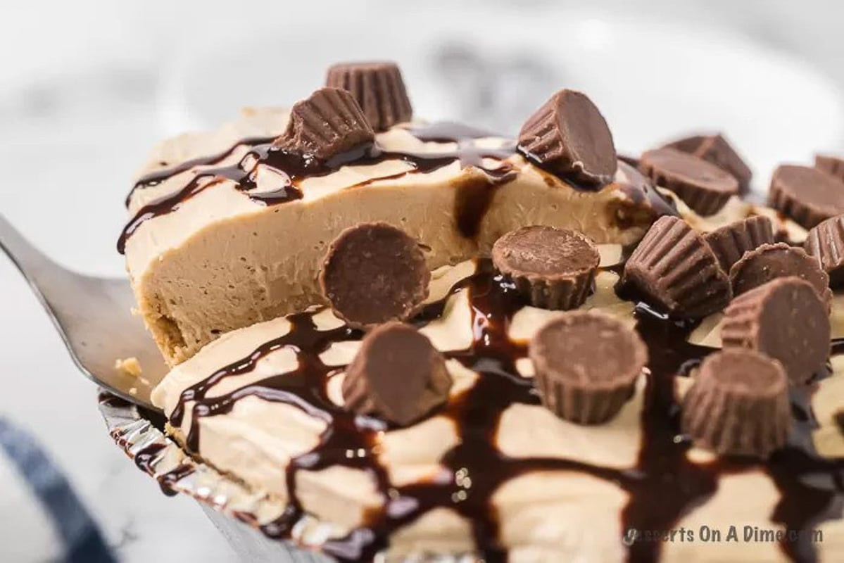 Reese's Peanut Butter Pie with topping.