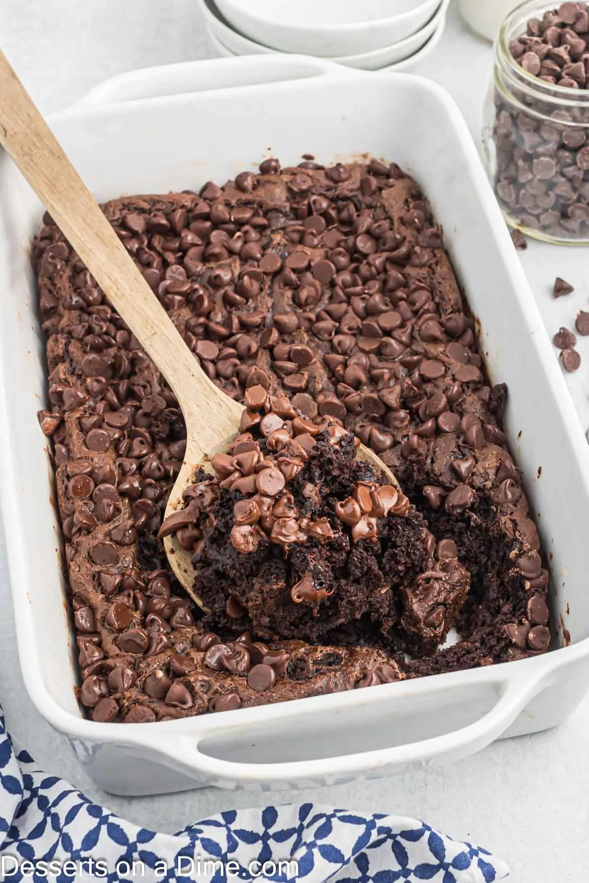 Cake being served with a spoon.