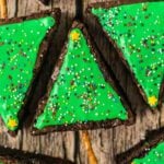 Christmas tree brownies ready to enjoy.