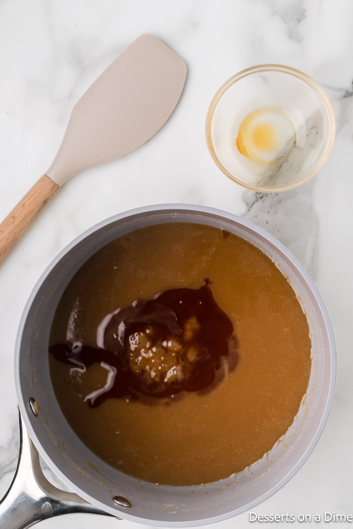 Mixture combined and vanilla added. 