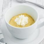 Vanilla mug cake ready to enjoy.