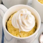 Coconut Flour keto mug cake in a white mug.