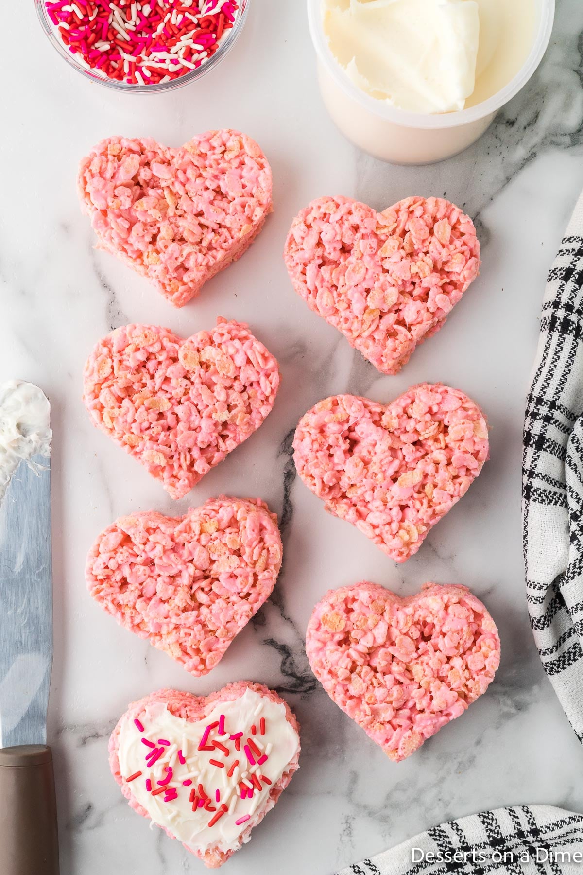 Heart shaped treats with icing. 