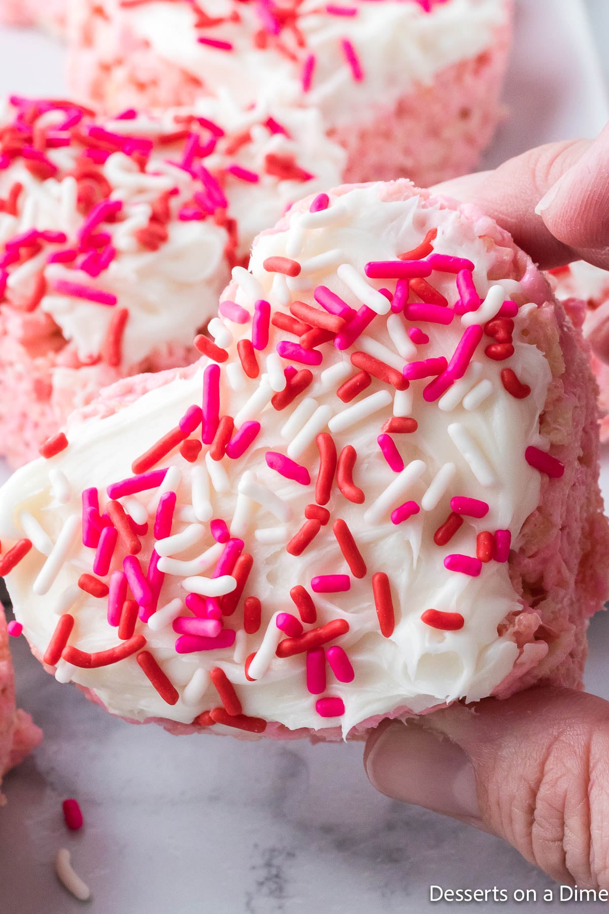 Valentine Rice Krispie Treats up close. 