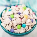 Close up bowl of bunny chow mix.