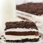 Chocolate Lasagna sliced on a plate