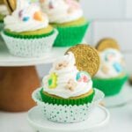 St. Patrick's Day cupcakes decorated and ready to serve.