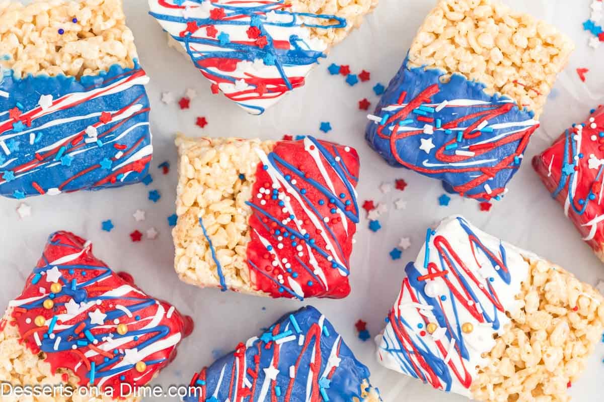 Red White and Blue Rice Krispie Treats