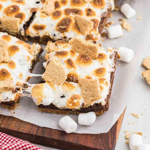 S'mores brownies cut into squares.