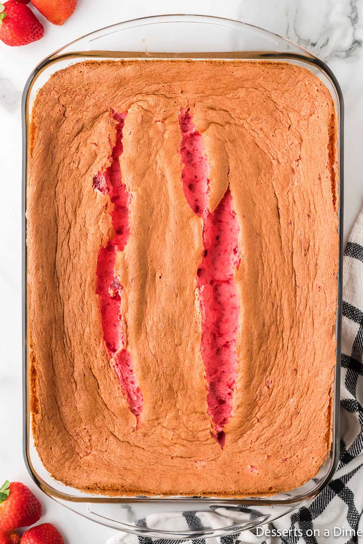 Cake baked and cooling.