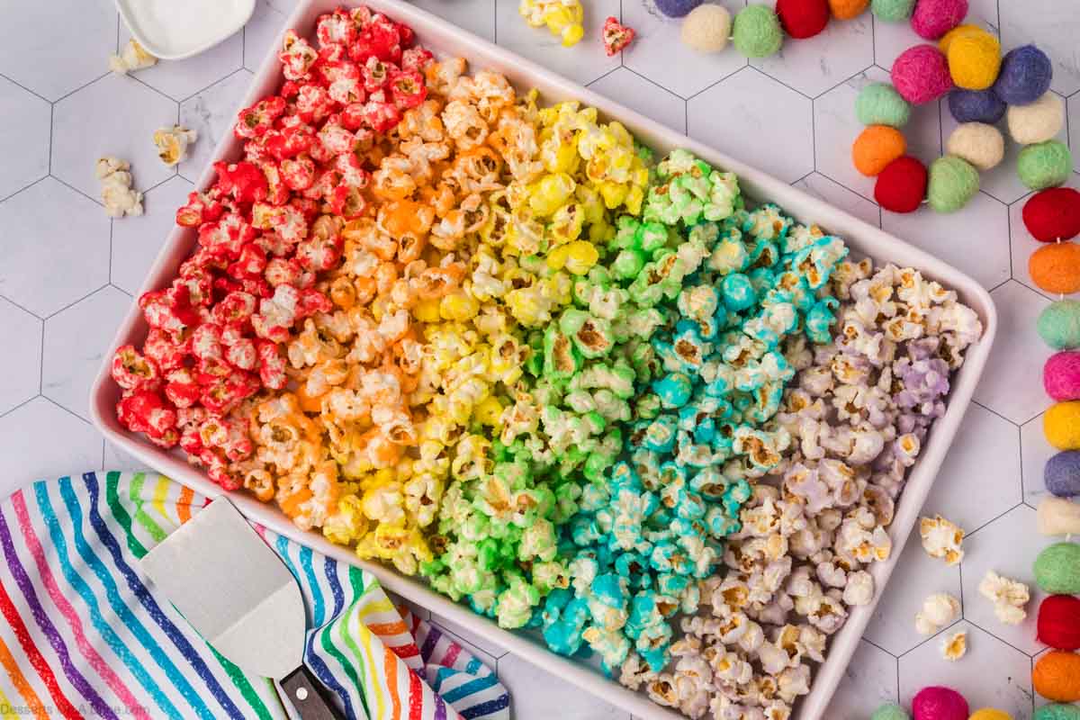 Rainbow Popcorn - Desserts on a Dime