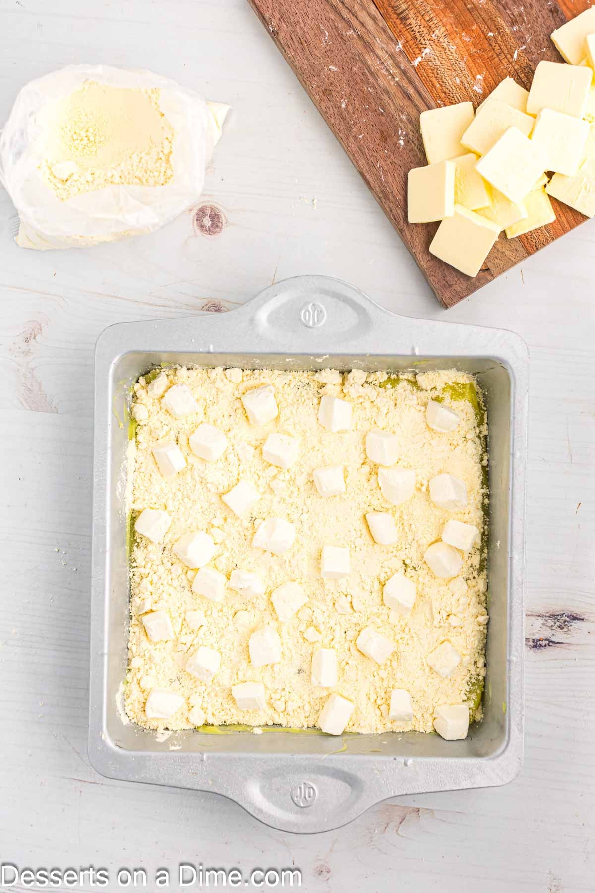 Cream Cheese pieces layered on top. 