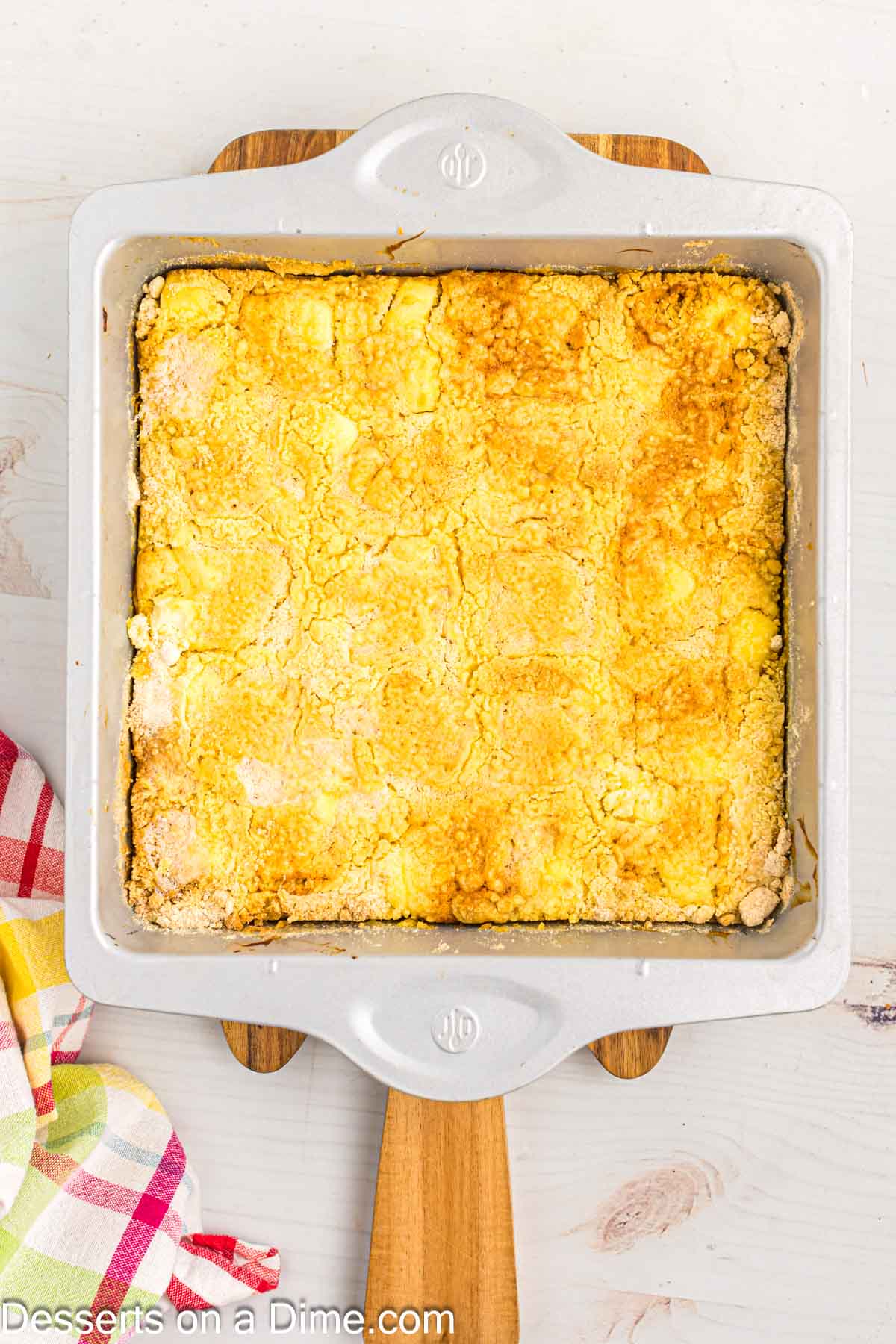 Cake baked until golden brown.