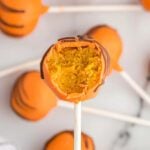 Pumpkin cake pop up close.