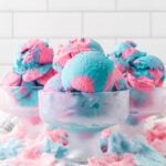 Cotton candy ice cream in a serving bowl.