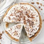 A pie with a slice taken out of it.