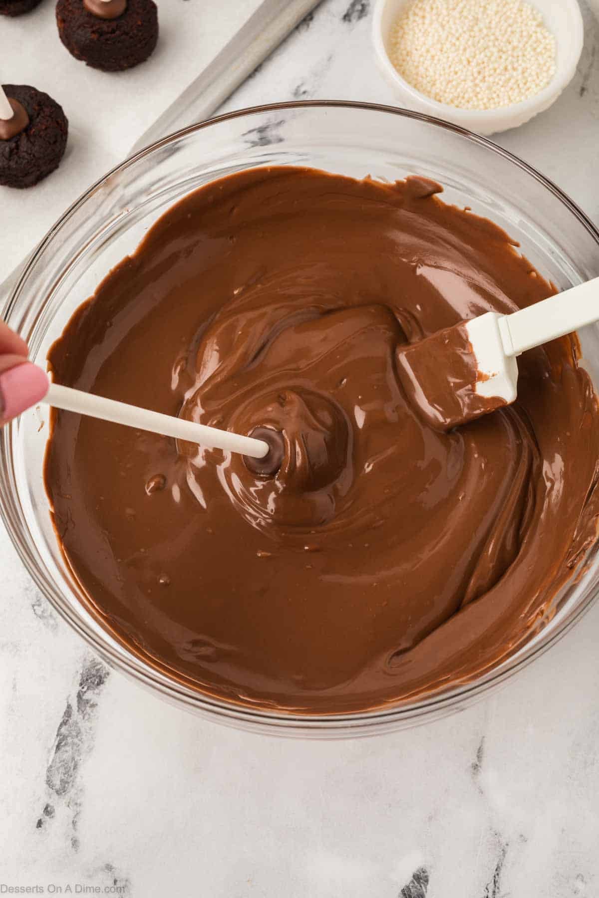 Melted chocolate in a bowl. 