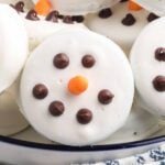 Snowman Chocolate Covered Oreos on a platter.