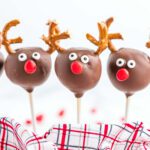 Reindeer cake pops arranged together.
