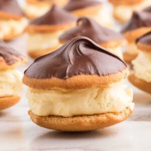 Chocolate Eclair cookies up close.