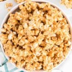 Caramel popcorn in a bowl.