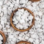Puppy Chow in a brown bowl.