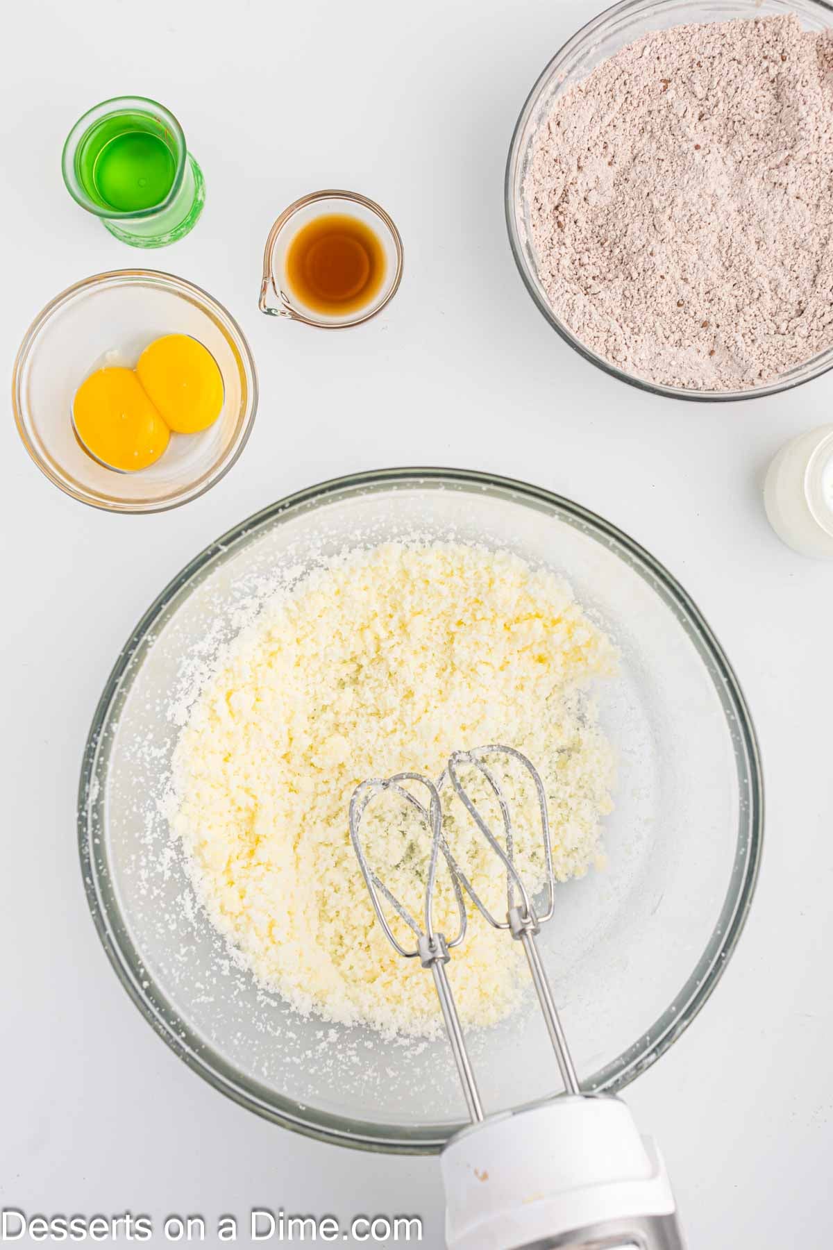Mixing bowl with dry ingredients. 