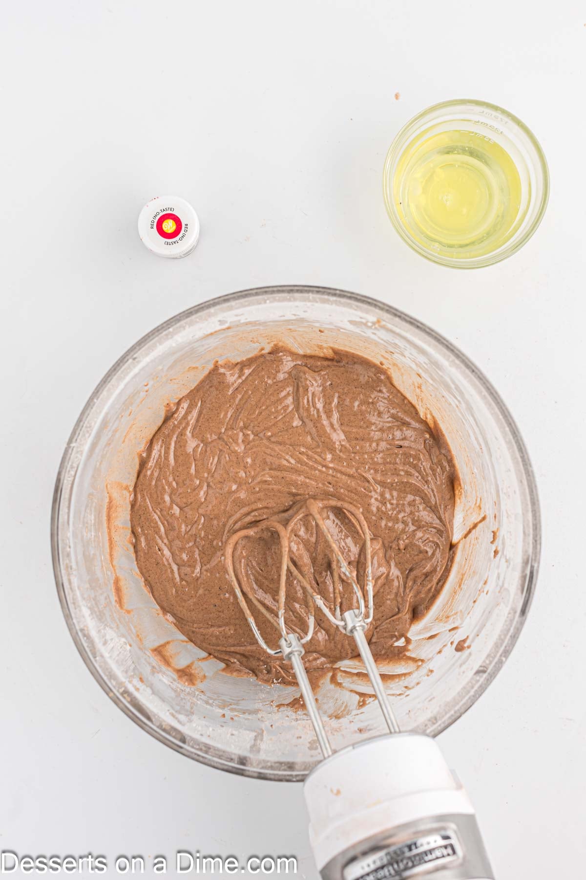 Oil and egg added to mixture and combined. 