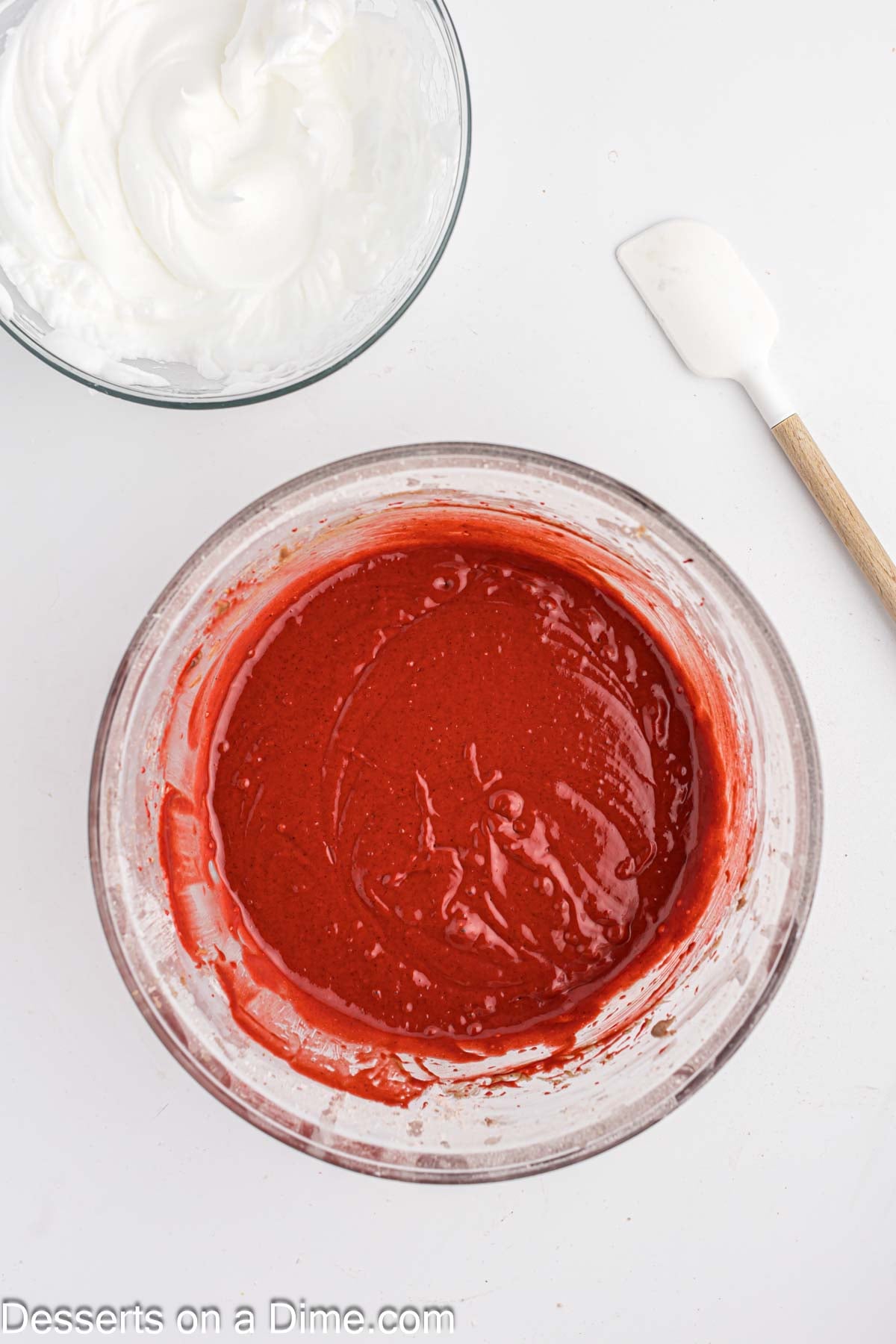 Egg whites added to bowl and combined. 