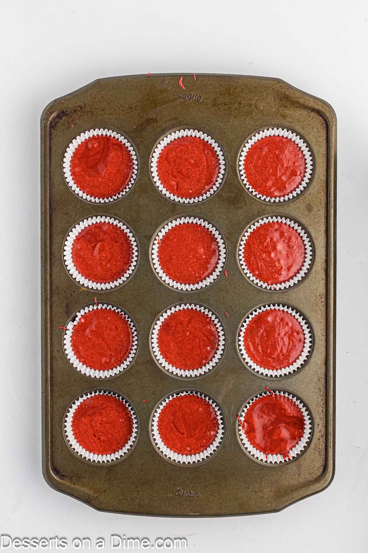 Batter poured into muffin tins. 