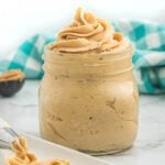 Peanut butter frosting in a jar.