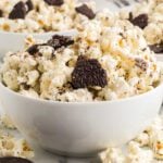 Oreo Popcorn in a bowl.