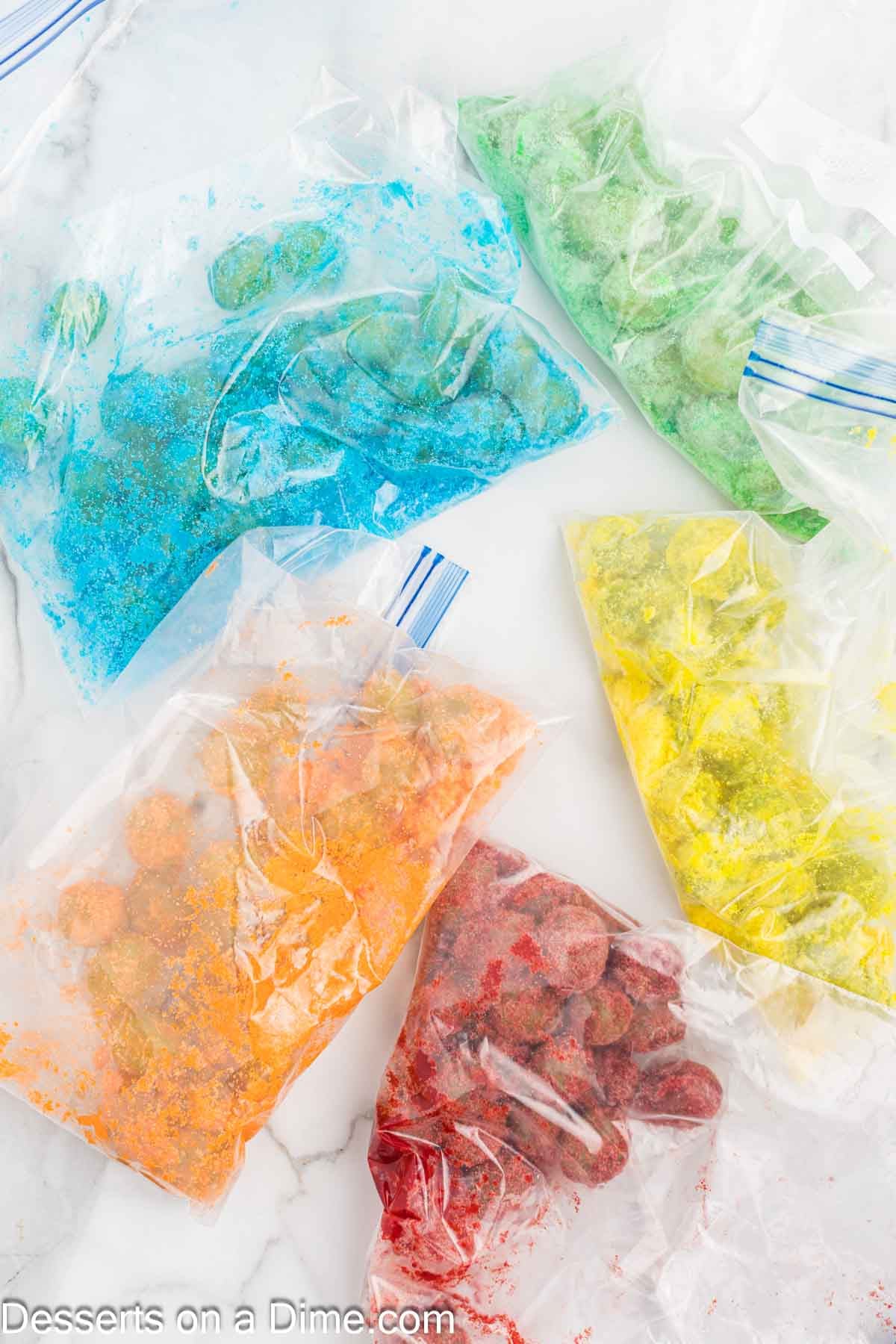 Grapes in ziplock bags with Jello.