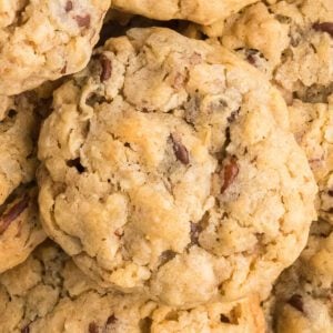 Cowboy cookies up close.