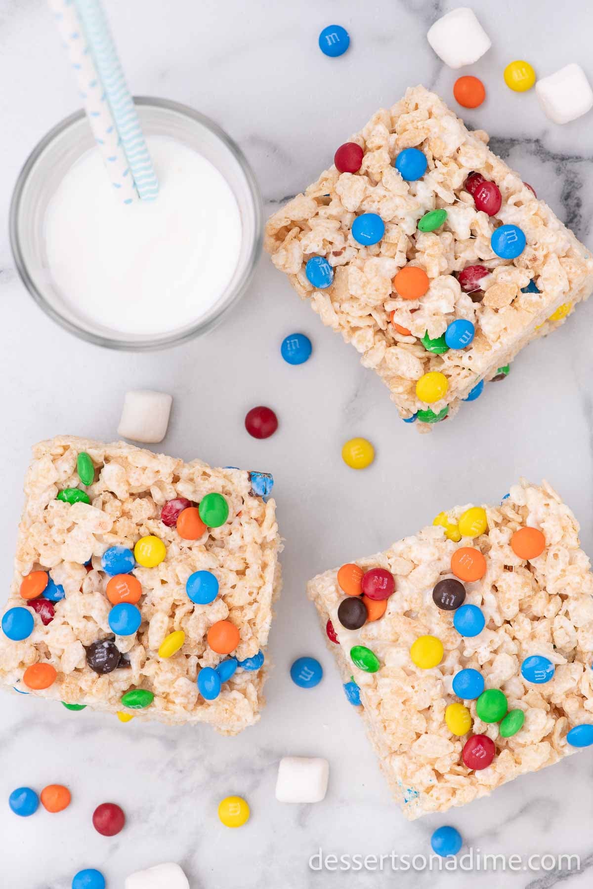 Rice Krispy Treats cut into squares. 