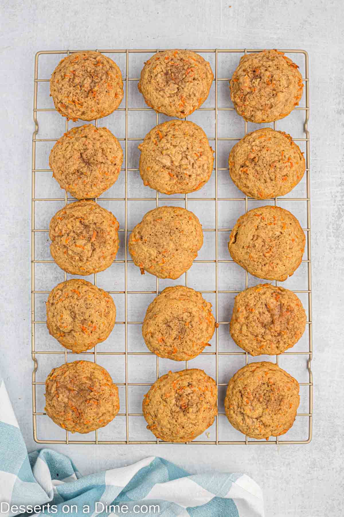 Cookies on wire rack cooling. 