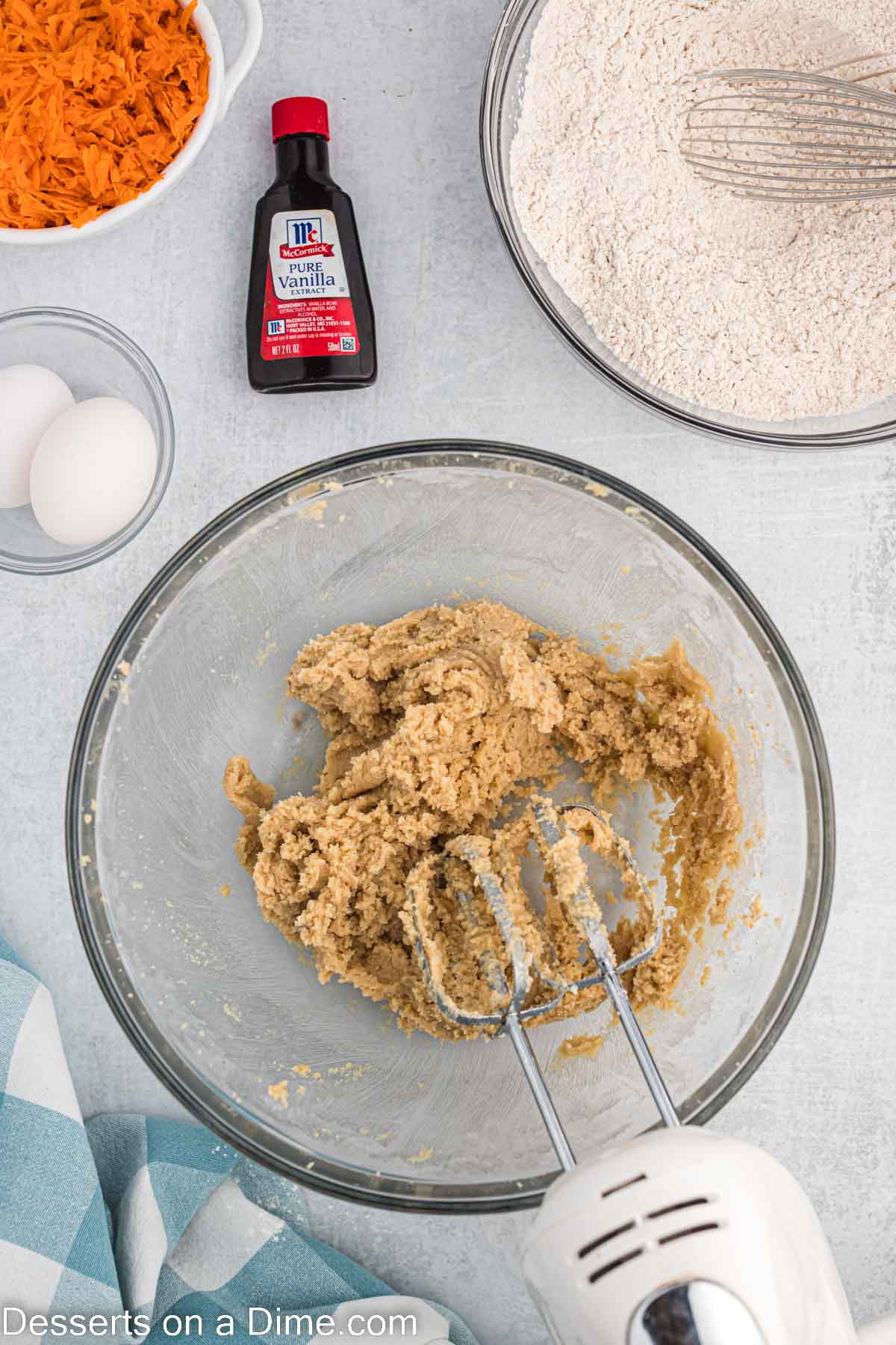 Butter and both types of sugar combined together. 