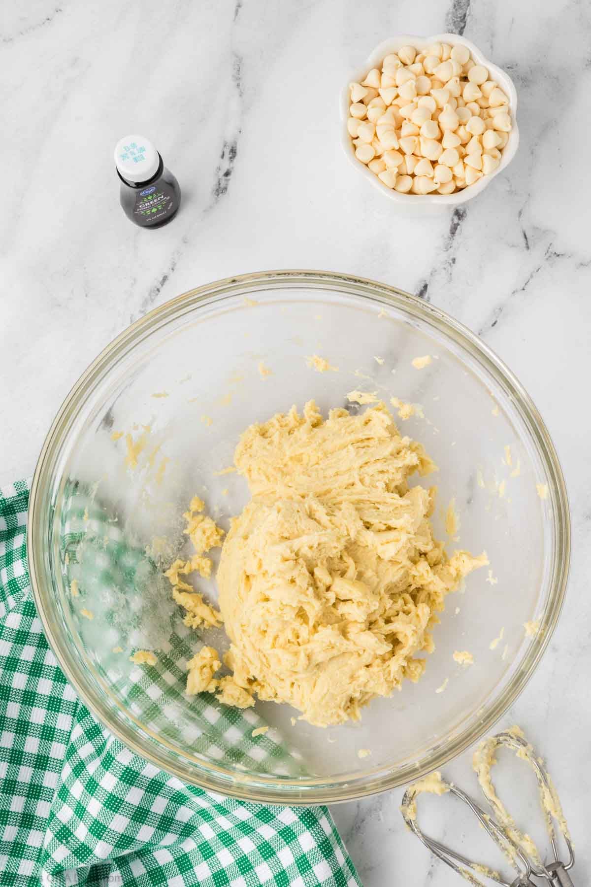 Batter combined in bowl. 