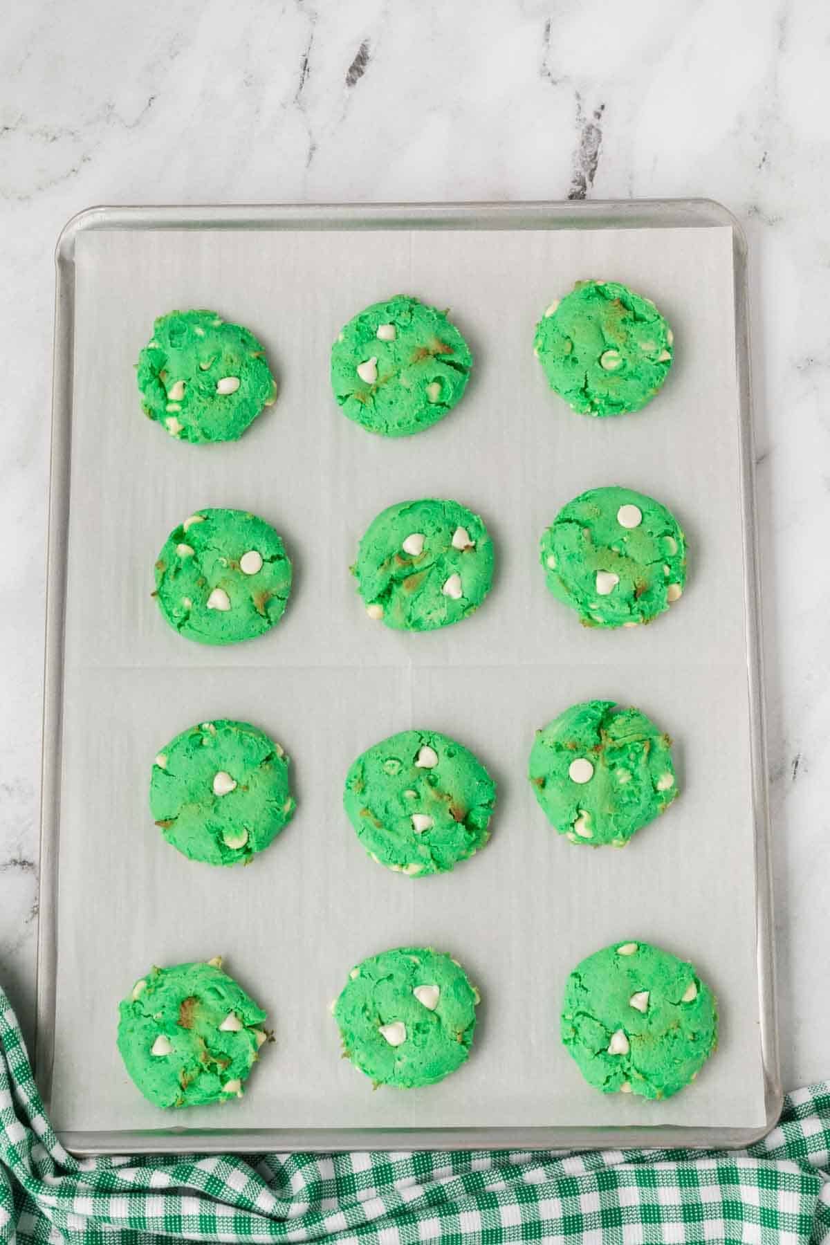 Cookies cooling on baking sheet. 