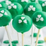 Shamrock Cake Pops up close.