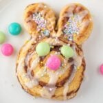 Easter Bunny cinnamon roll up close.