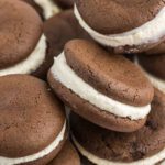Homemade Whoopie PIes with cream.