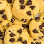 A pile of chocolate chip cookies.