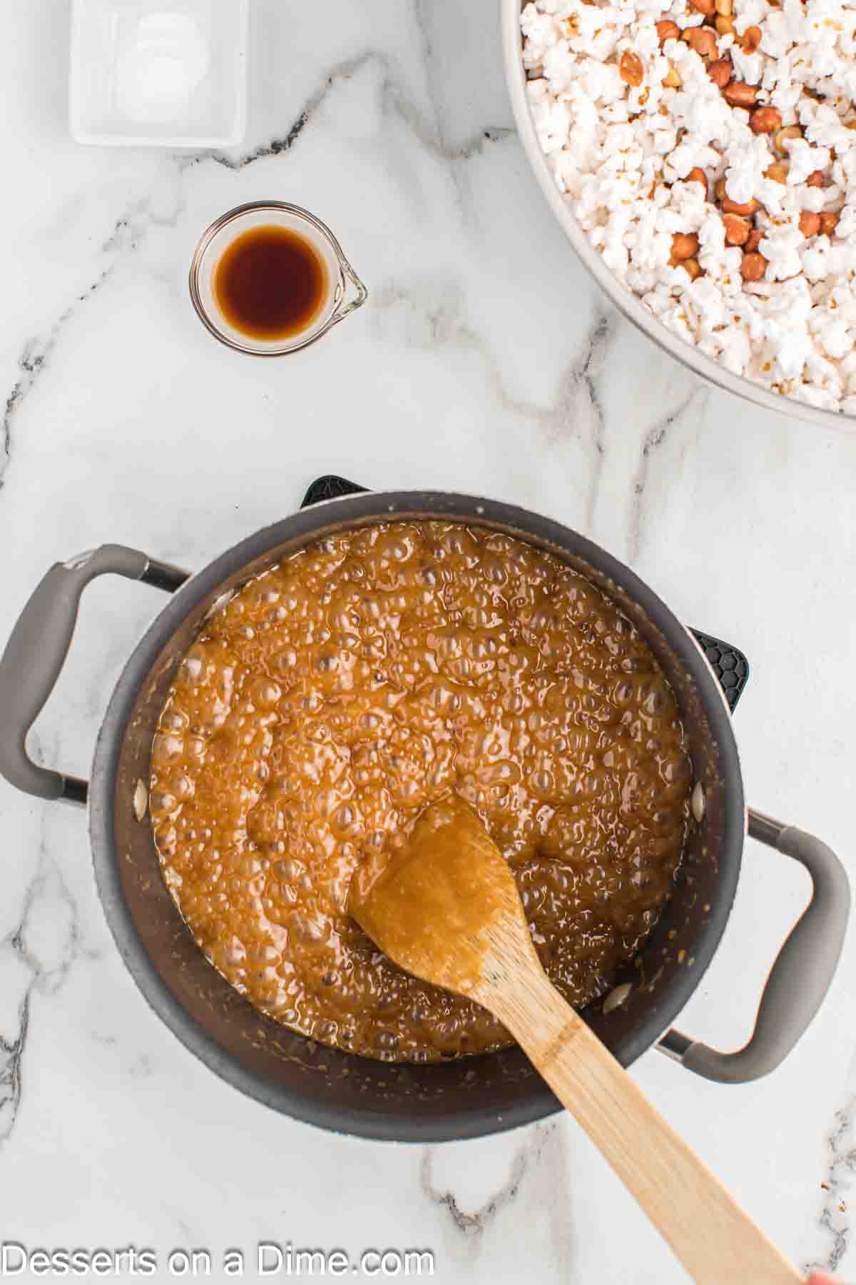 Brown sugar, corn syrup and salt added to mixture.