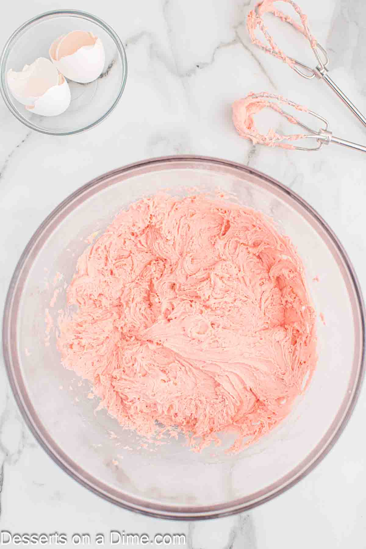 Cake mixture in bowl.