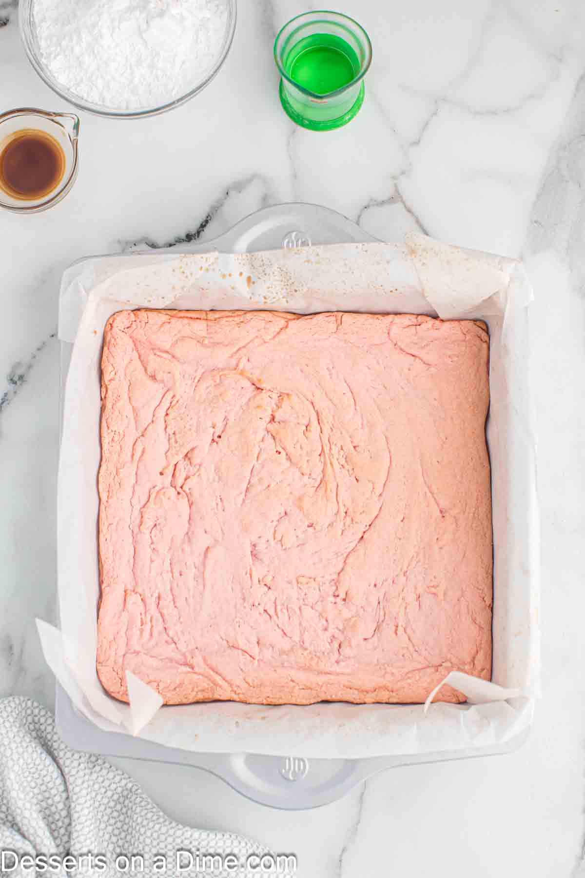 Brownies baked in dish.